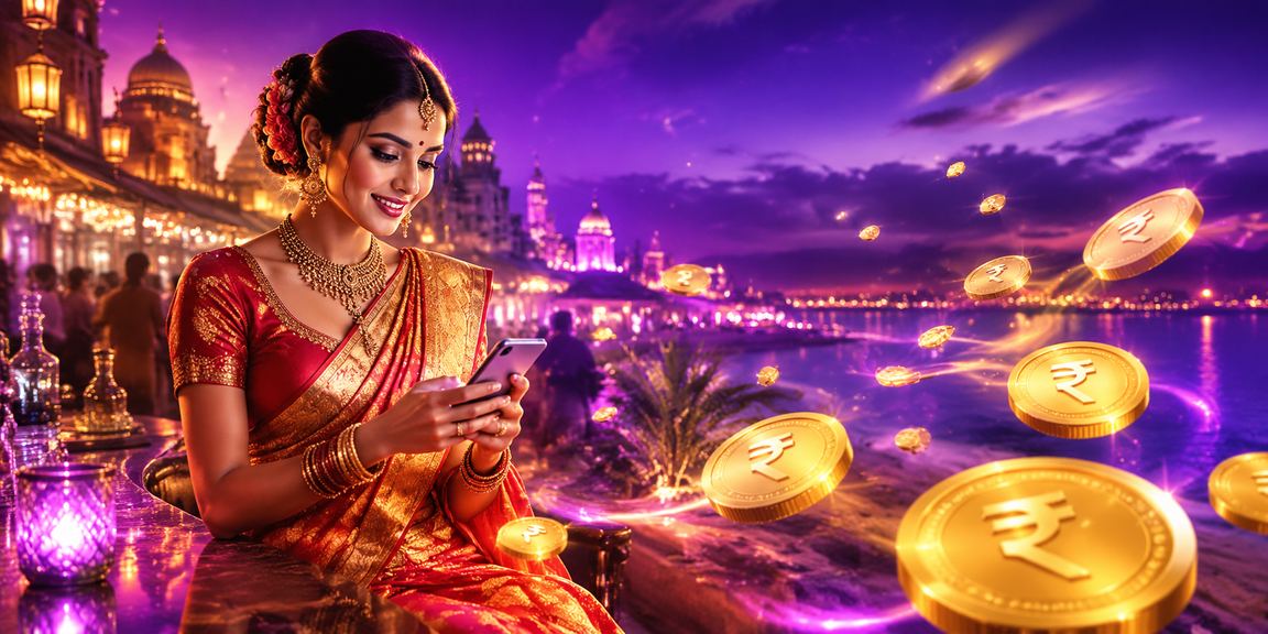Indian woman celebrating deposit bonus in traditional saree